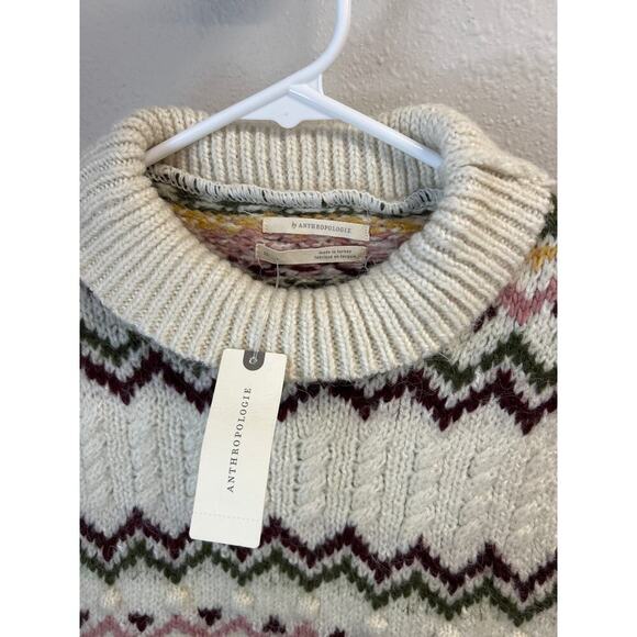 NWT Anthropologie Cropped Knit Scalloped Sleeveless Geometric Sweater XS $98 - Picture 3 of 12